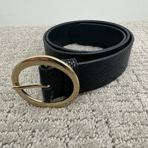 Snakeskin Black Belt with Gold Buckle